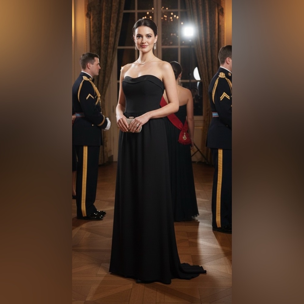Elegant Classic Black Silk Strapless Formal Dress | Size 14 | NWT